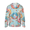 thumbnail image 2 of Uemuo Colorful Donut Pattern Women's Full Zip UPF 50+ Sun Protection Hoodie Jacket Long Sleeve Sun Shirt Hiking Outdoor Performance with Pockets-3X-Large, 2 of 8