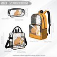 thumbnail image 4 of Kuiaobaty Orange Capybara Print Clear Backpack and Lunch Box Set for Girls Boys Roomy Clear School Bag with Pencil Case Large Transparent Backpack Set for School Stadium, 4 of 5