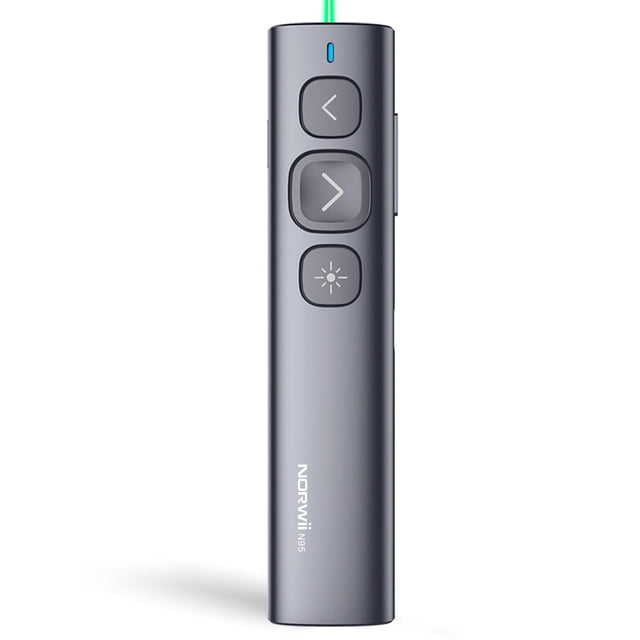 Clicker inalámbrico para presentaciones Norwii N95, recargable, luz verde