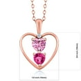 thumbnail image 2 of 18K Rose Gold Plated Silver Pink Moissanite Pink Created Sapphire and White Topaz Pendant Necklace for Women (1.01 Cttw, Gemstone Birthstone, Heart 5MM and 4MM, with 18 inch Silver Chain), 2 of 3