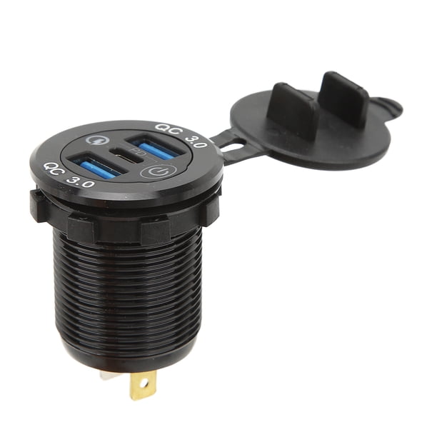 Tabón de Cargador USB, Voltaje de Entrada de 12 V Cargador de Cargador Cubierta Impermeable 3 Puertos Protectos Múltiple para Camiones