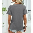 thumbnail image 5 of Vmvidoty Womens Plus Size Classic-fit Short-sleeve V-neck T-shirt Dark Gray M, 5 of 9