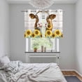 thumbnail image 6 of 2 Panels Kitchen Tier Curtains 39 Inch Length, Farmhouse Cow Grommets Window Treatment Curtain, Vintage Country Sunflower Gray Wood Thermal Curtains Drapes for Living Room/Bathroom, 6 of 9
