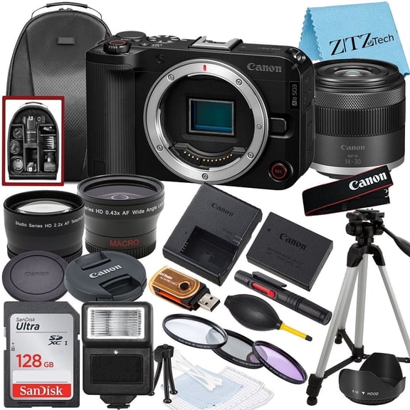 Canon EOS R50 V Mirrorless Camera with 14-30mm PowerZoom   128GB Memory Card   Backpack   ZeeTech Accessory Bundle (International Version)