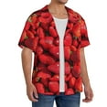 thumbnail image 4 of KLL Strawberry Red Print Men's Shirt Short Sleeve Button Down Summer Cuba Beach Shirts- X-Large, 4 of 7