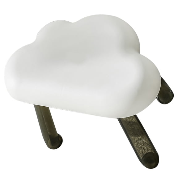 FENGGUIQU White Cloud Stool with Anti- Design for Entryway, Shower, Bathroom, and Living Room Use