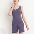 thumbnail image 4 of Besolor Womens Plus Size Pajama Set with Built in Bra Casual Sleeveless Tank Top and Shorts Set Sleepwear Pjs, 4 of 6