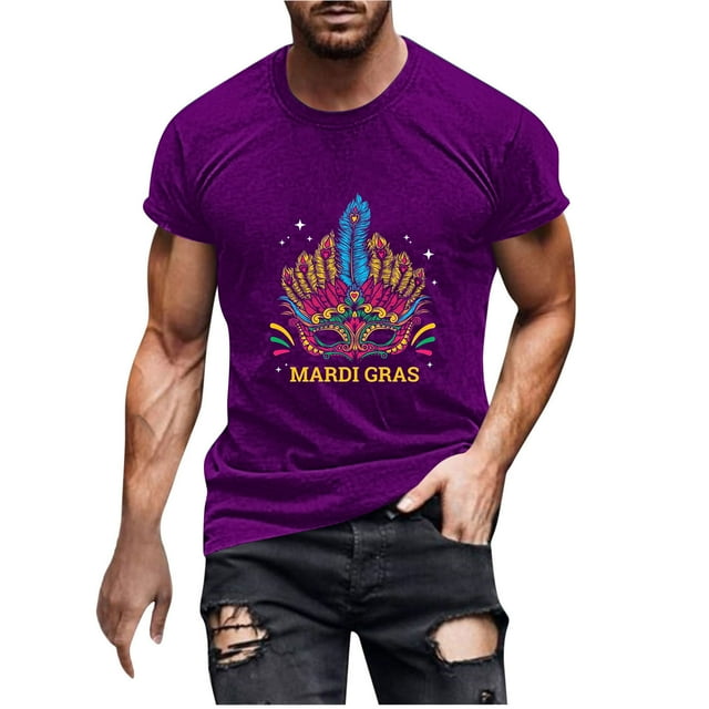 Camisa de Manga Larga Del Cuello Redondo Del Verano Del Carnaval Impresa de los Hombres, Suéter de Moda de Poliéster para el Uso Casual, Diario Y de Invierno