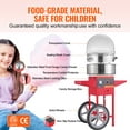 thumbnail image 4 of VEVOR Máquina electrica para hacer algodón de azúcar con carrito, 1000 W, comercial, con tapa, recipiente de acero inoxidable, cuchara para azúcar y cajón, perfecta para el hogar, color rojo, 4 of 9