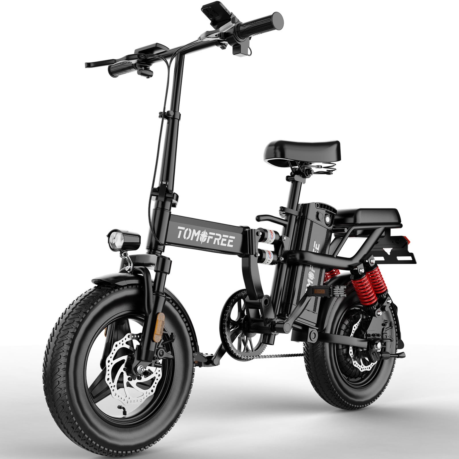 Folding Electric Bike, Peak 750W Motor 24MPH, 48V 20Ah Removable Battery 31Miles Ebike, 14" Lightweight Adults Electric Bicycles for Men/Women/Teens, City E-Bike, Full Suspension
