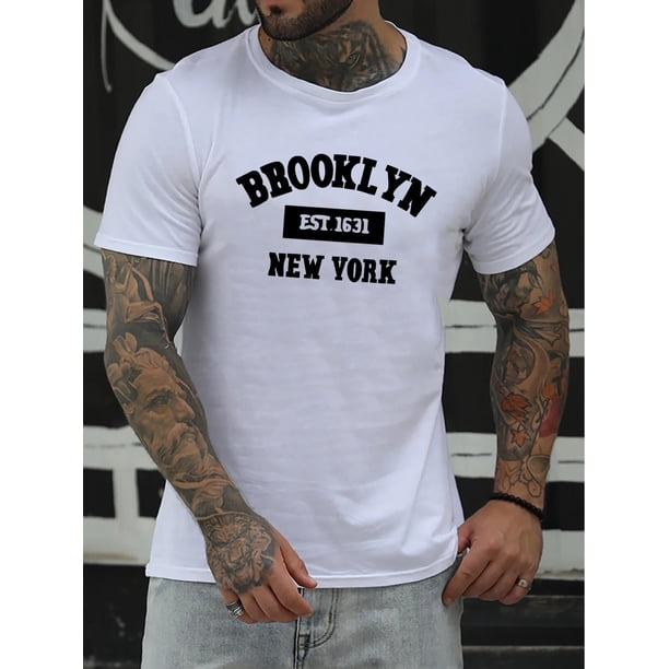 Men's Creative Top, Casual Short Sleeve Crew Neck T-shirt, Men's Clothing for Summer Outdoor, Short sleeves, Round Neck Tees