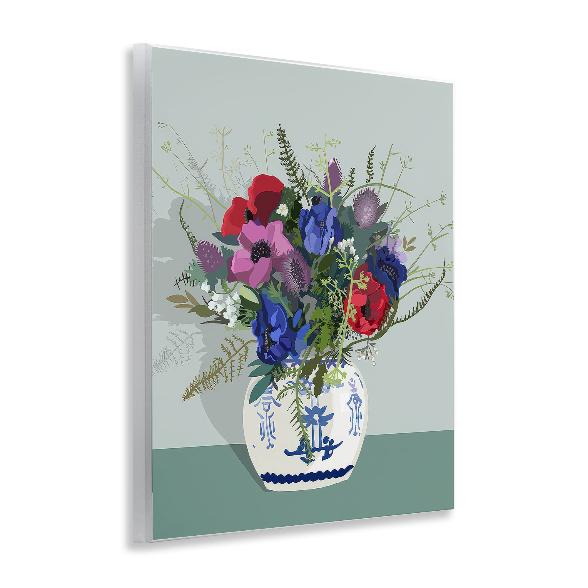 Stupell Industries Ginger Jar & Anemones Plants & Flowers Painting Unframed Art Print Wall Art, 11 x 14