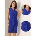 thumbnail image 2 of DARING DIVA Pencil V Neck Sleeveless Design Tied Waist Dress XS Royal Blue, 2 of 6