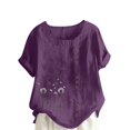 thumbnail image 2 of Hauts d'Été pour Femmes DYTTDG T-Shirt Mode Imprimé Grande Taille Col Rond Manches Courtes Blouse Décontractée Ample Hauts pour Femmes Liquidation Moins de 10 Violet,TTTG, 2 of 4