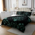 thumbnail image 2 of Manfei Teal Baroque Damask Quilt Sets for King Size Bed, Hippie Flower Floral Bed Set, Vintage Victorian Quilt Bedding Set, Breathable Bedroom Decorative, 3pcs, 2 of 6