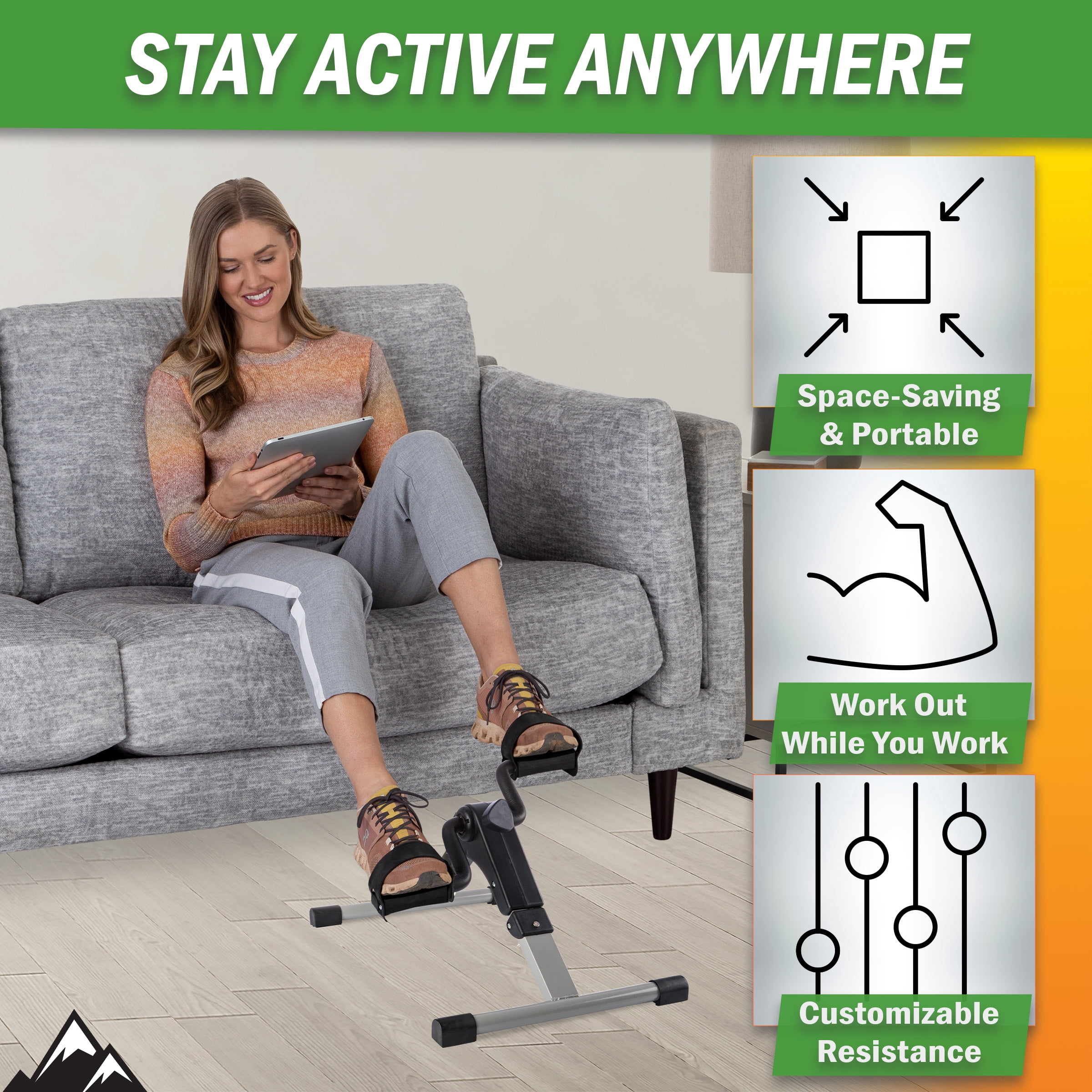 Wakeman Fitness Under Desk Bike Pedal Exerciser with Calorie Tracker and Adjustable Resistance