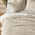 thumbnail image 4 of EVERGRACE Velvet Quilt Set King Size, Luxurious Soft Quilted Bedding Sets, Lightweight Velvet Comforter for All Season, Striped Channel Bedspread Coverlet with 2 Shams, 104" x 92", Light Sand, 4 of 8