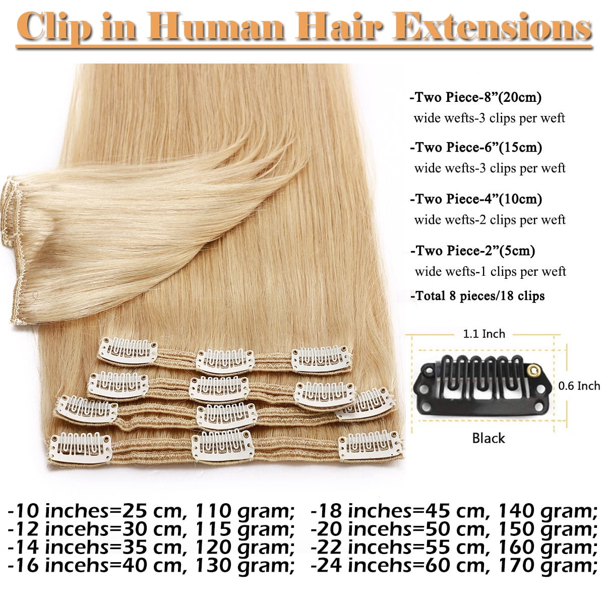 SEGO Clip in Hair Extensions Human Hair 100% Real Remy Hair 10-24 inch Full Head Thick Hair Pieces Silky Straight Balayage Hair Cleanrance