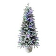 thumbnail image 2 of LuxenHome 5Ft Multicolored Pre-Lit Flocked Artificial Tree Potted, 2 of 9