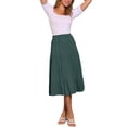 thumbnail image 2 of Faldas midi para mujer INSPIRE CHIC, sólidas, con cintura elástica, en corte acampanado y con capas, con bolsillos, color verde militar M, 2 of 6