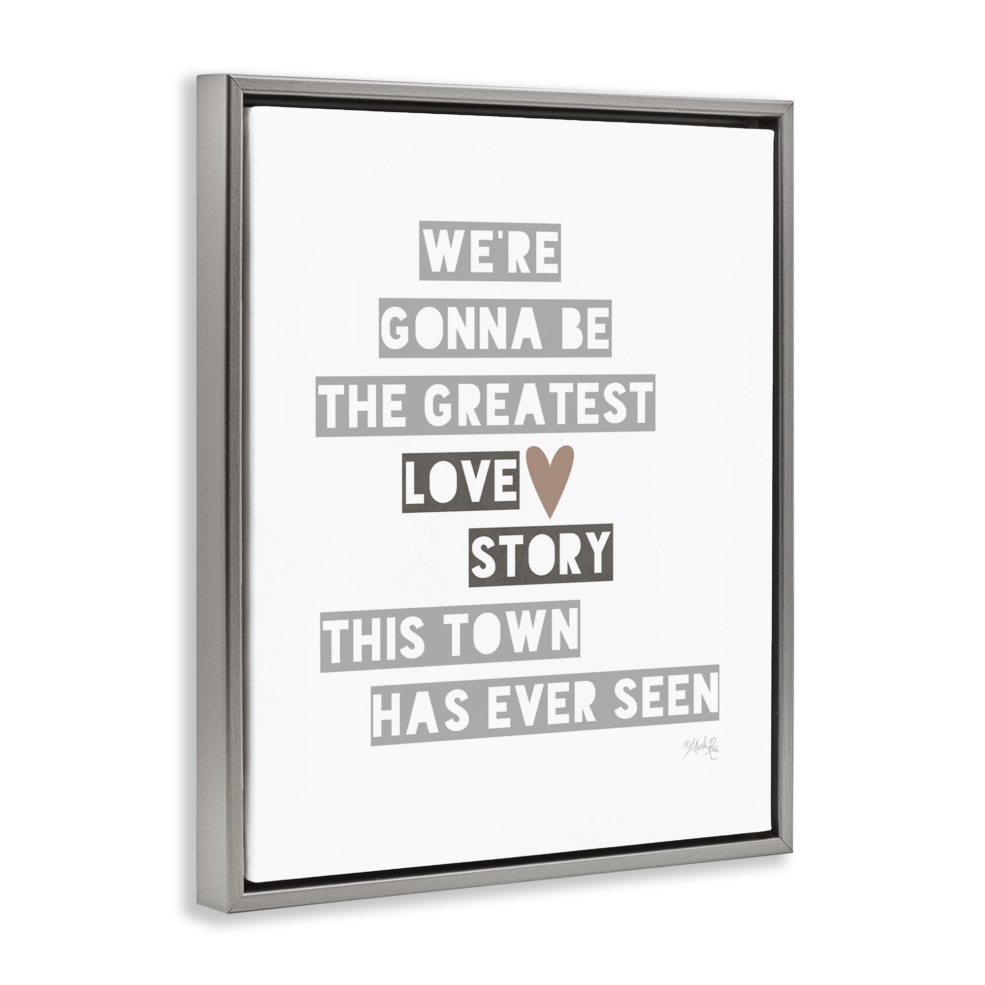 Stupell Industries Greatest Love Story Typography Painting Gray Floater Framed Art Print Wall Art, 17 x 21