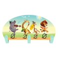 thumbnail image 1 of 15 x 10 in. Animals Unicycle Three Hook Kids Wall Mounted Coat Rack, 1 of 1