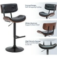 thumbnail image 3 of BELLEZE Set of (4) Contemporary Tufted Upholstered Swivel Hydraulic Adjustable Height Walnut Bar Stool, Black, 3 of 7