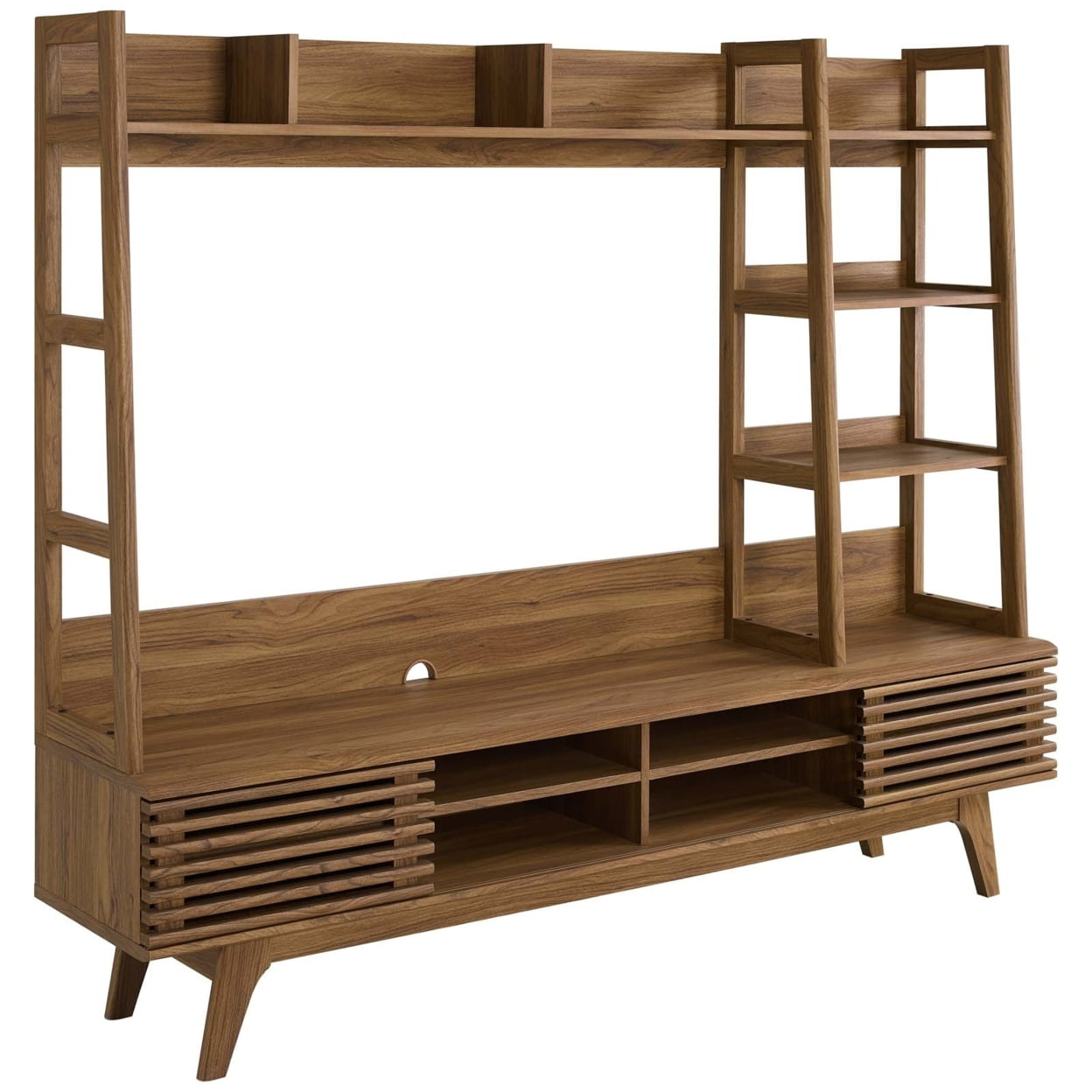 Modway Render Particleboard MDF TV Stand Entertainment Center in Walnut Finish