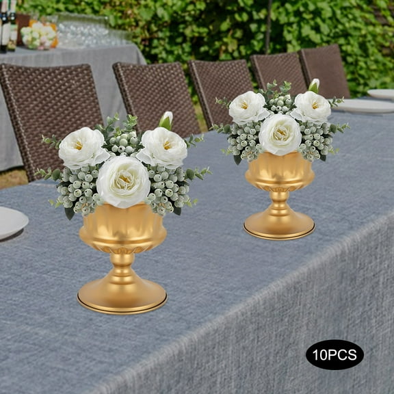10pcs Gold Vases Metal Wedding Centerpieces 15cm/ 6in Tabletop  Flower Base Table Decor