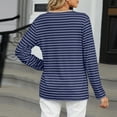 thumbnail image 5 of Blmnix Funny Teacher Shirts Blue V-Neck Striped Womens Tops Fall Long Sleeve Tunic Tops, 5 of 7