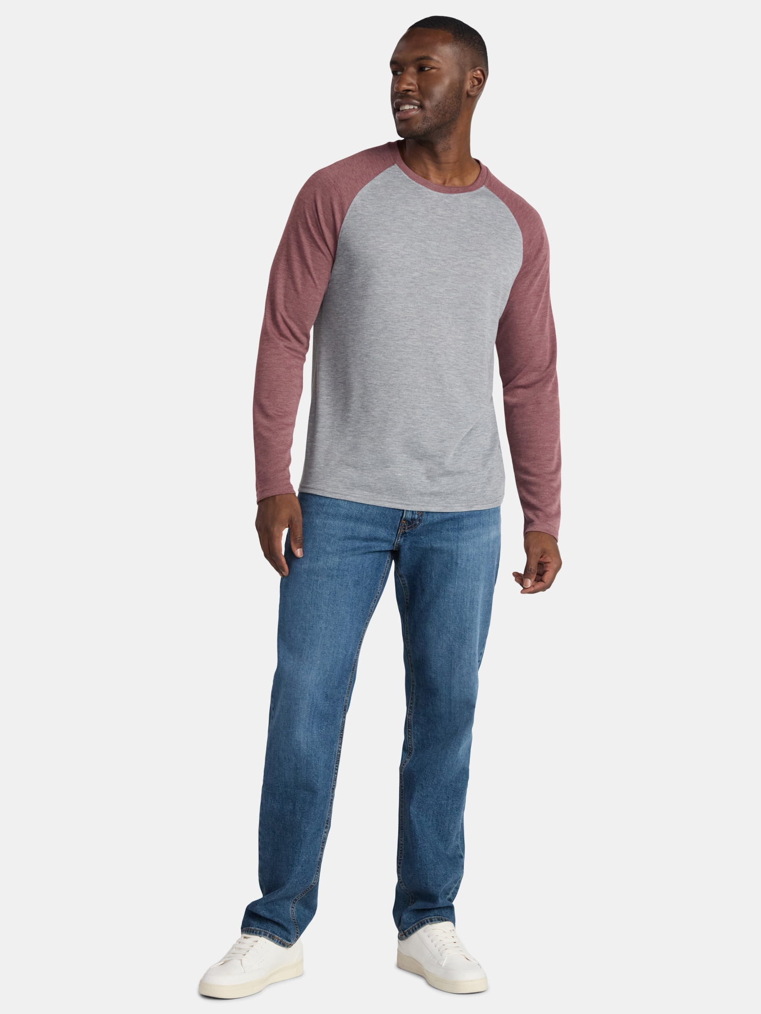 George Men's & Big Men's Relaxed Fit Raglan Tee with Long Sleeves