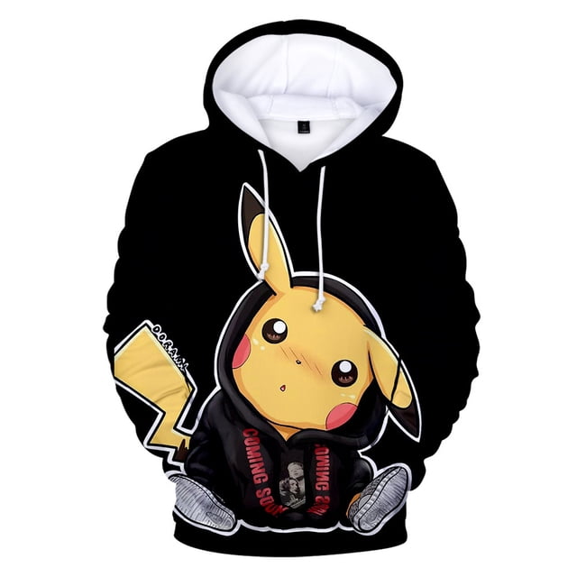 Sudadera con estampado digital 3D de dibujos animados de Pokémon Pikachu para niños, regalo de cumpleaños informal de moda