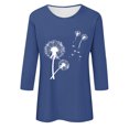 thumbnail image 4 of Plebaso Hauts pour Femmes Manches 3/4 Chemises Imprimées Décontractées Tuniques Col Rond Blouses pour Femmes, 4 of 4