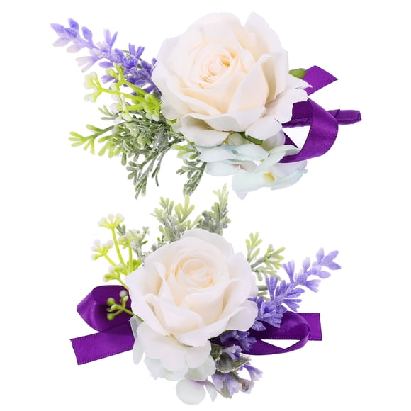 1 Set Wedding Corsage Boutonniere Artificial Flower Groom Boutonniere Bride Wrist Corsage