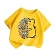 thumbnail image 3 of Toddler Girl Shirts Kid Outwear Graphic Round Neck Short Sleeve Tee Summer Casual Girls' Tops, Tees Yellow 3 Years-4 Years, 3 of 5