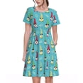 thumbnail image 1 of Bixox Robe d'Été à Manches Courtes pour Femmes Robe Ample Longueur Genou avec Poches-Gnomes Tenant des Fruits, 1 of 7