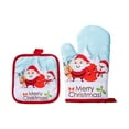 thumbnail image 1 of Christmas Oven Mitts And Pot Holders Sets Christmas Knitting Patterns Oven Mitt Non-Slip Oven Mitts Resistance Oven Gloves And Potholders For Kitchens Baking, 1 of 9