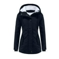 thumbnail image 2 of Luxalzxs Winter Jackets for Women Solid Color Plush Thick Zipper Hooded Jacket Long Sleeve Sherpa Lined Windproof Casual Jacket, 2 of 4