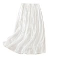 thumbnail image 2 of Maoxin Women Skirt Women's Summer Solid Embroidery Elastic Waist Linen Ankle Skirt ,White,2XL, 2 of 7