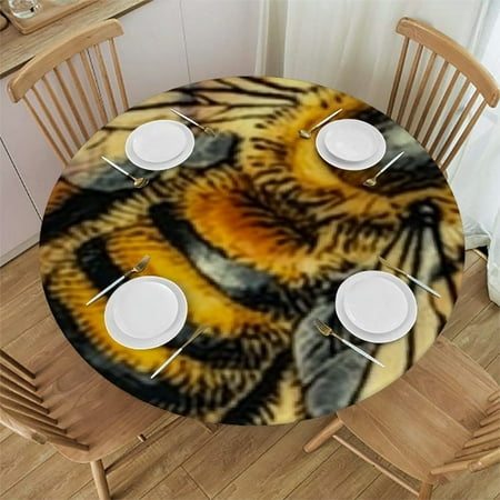 

Patifu Bee Honeycomb Honey Round Tablecloth 100% Polyester Stain-Resistant Washable for Indoor Outdoor Events - Great for Home Kitchen Parties Holiday Dinners 31 -35