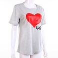 thumbnail image 2 of T-shirt Décontracté Parent-Enfant, Col Rond, Manches Courtes, Imprimé Cœur, 2 of 7