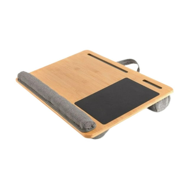 Escritorio portátil para ordenador portátil con cojín, ranura para tableta y teléfono con asa, escritorio portátil para trabajar en casa, sofá para