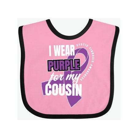 

Inktastic I Wear Purple For My Cousin Cystic Fibrosis Awareness Gift Baby Boy or Baby Girl Bib