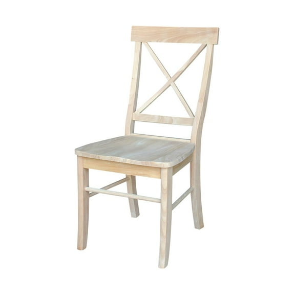 36" Solid Wood Round Top Pedestal Dining Table with 4 Dining Chairs - Unfinished