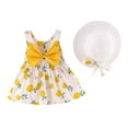thumbnail image 3 of ATOGUTA Little Girl Dresses Sleeveless Bowknot Tank Top Dress Maxi Dress for Girls with Straw Cap Hat Yellow, Size 1T-5T, 3 of 5