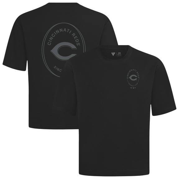 Men's Levelwear Black Cincinnati Reds Register Oversized Luxe Signature Knit T-Shirt