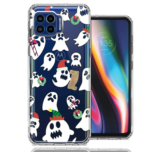 MUNDAZE For Motorola One 5G Halloween Christmas Ghost Design Double Layer Phone Case Cover
