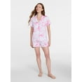 thumbnail image 3 of Joyspun Women’s Dreamy Soft Collection Bridal Short Sleeve Knit Notch Collar Top and Shorts Pajama Set, 2-Piece, Sizes XS-3X, 3 of 6