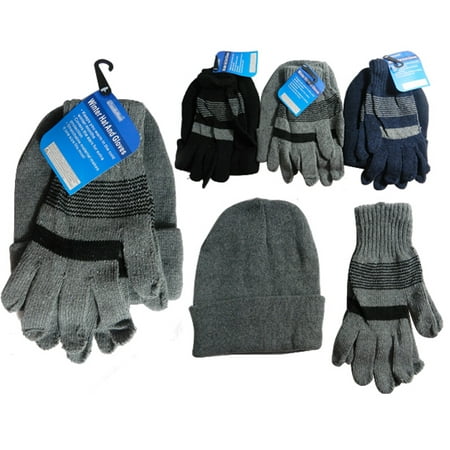1 Mens Hat Gloves Set Winter Ski Skully Beanie Cap Snow Cold Unisex Warm (Best Warm Gloves For Men)