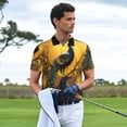 thumbnail image 3 of Balery Elegant Gold Leaf Peacock Camisa Polo de Hombre con Estampado, de Manga Corta y Tejido Medio, Camisa Tipo Golf Polo-3X-Large, 3 of 6